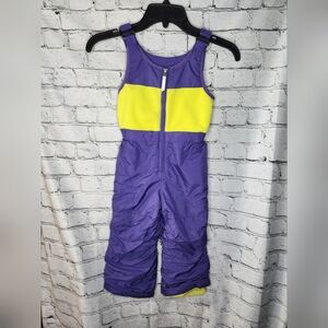 Lands End Toddler Purple and Yellow Snow Suit‎ Bib Coveralls Size 3T